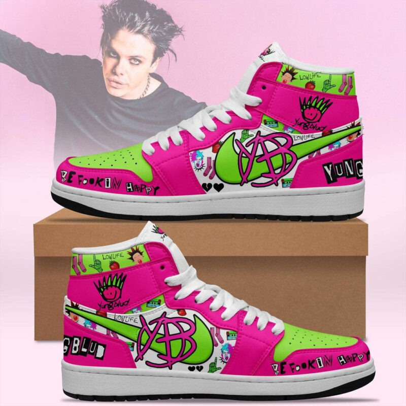 Yungblud Be Fookin Happy 2025 Air Jordan 1 Sneakers YUNGBLUD Merch Music Lover Gift Ideas